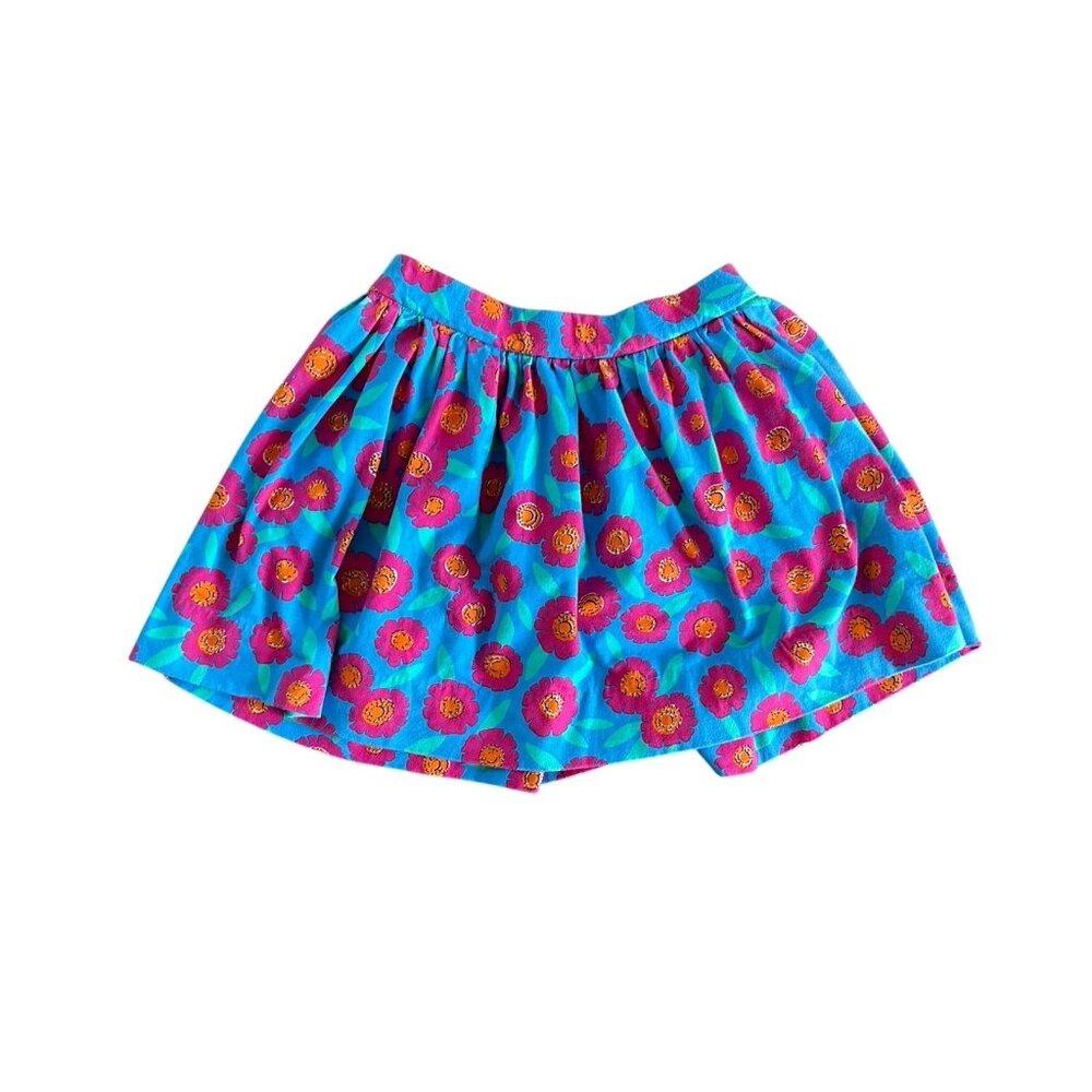 Kate Spade Girls Skirt 7Y (S) Blue Pink Floral Cotton Blend Zip Back
